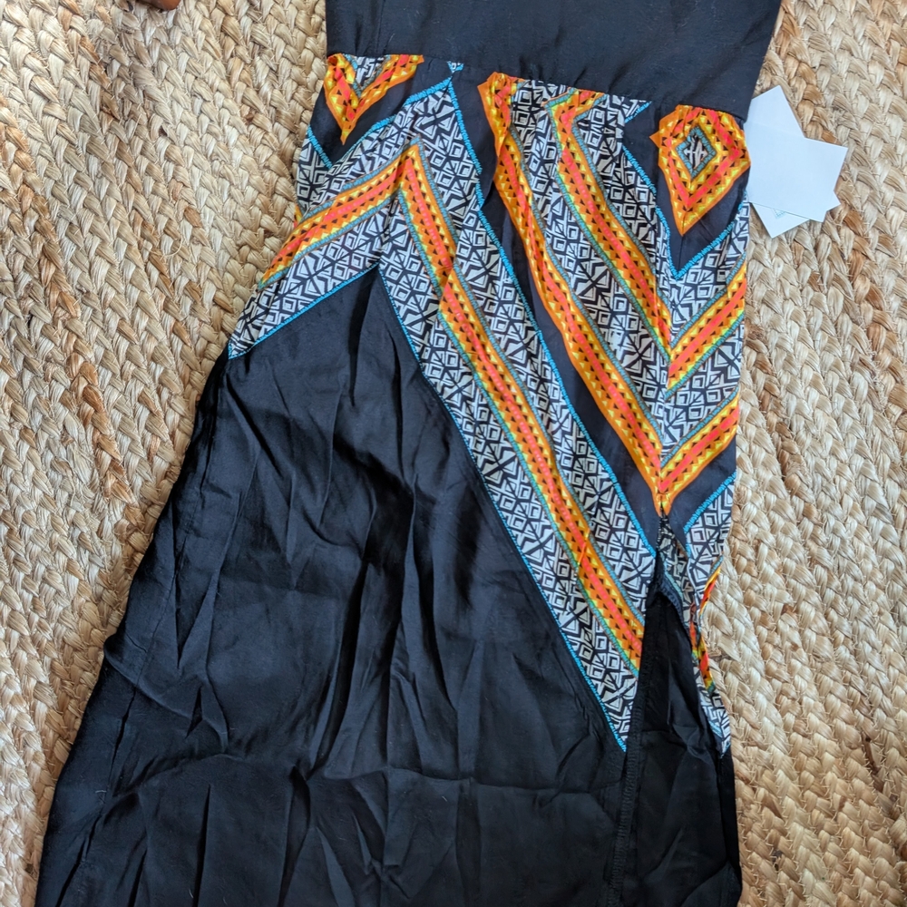 Rip Curl Black Maxi Skirt with Vibrant Pattern